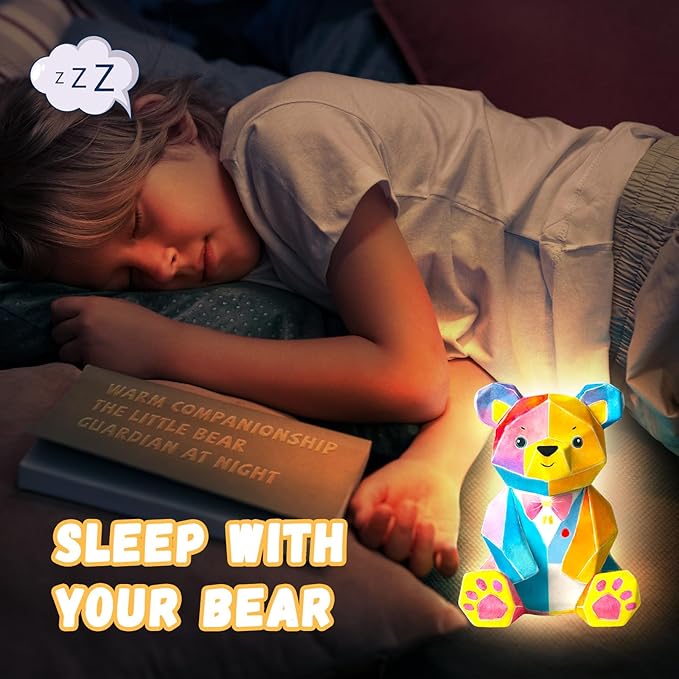 Loungelore Paint Your Own Bear Lamp Kit, Art Supplies Arts and Crafts for Kids Ages 8-12, DIY 3D Bear Night-Light, Creativity Painting Kit Toy for Girl Boy Teen, Birthday Gift for Daughter Son