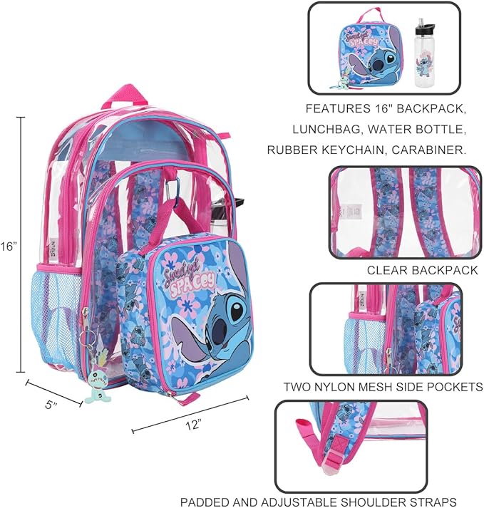 BIOWORLD Womens Kid Lilo & Stitch Backpack Set (Little Kid/Big Kid) Sky Blue 2 Onesize