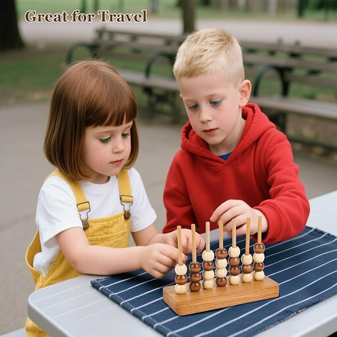 4 in a Row Game Wooden - 4 Connect in a Row Classic Strategy Game for Adults Kids,Four Connect Same Colour in a Row,Portable Travel Games Family Board Games with Storage Bag