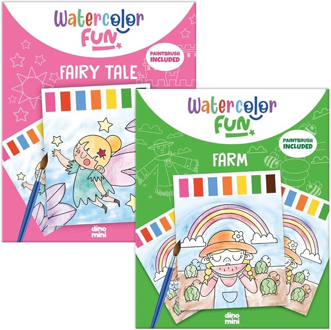 Watercolor Fun Value Pack - 2 Paint with Water Kits for Toddlers - Water Painting for Toddlers - Travel Activities for Kids Ages 4-8 - Screen Free Birthday Gifts (Farm - Fairy Tale)