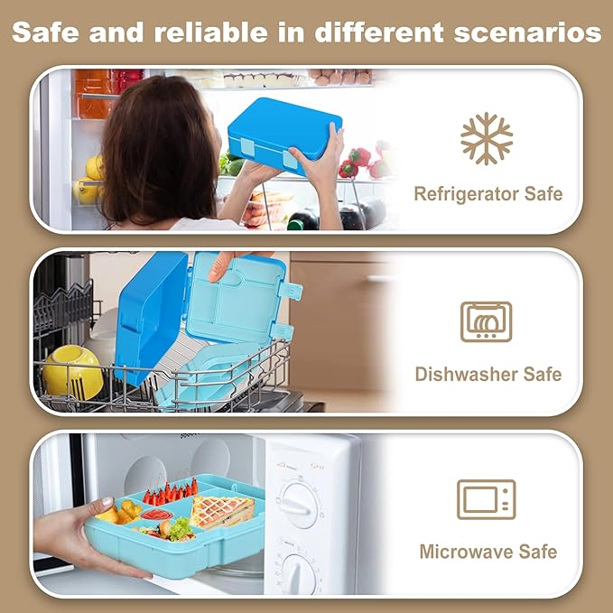 Chill Bento Lunch Box for Kids Adult with Ice Pack Keep Food Cold Fresh 5-Compartment Reusable Leak Proof Lunch Container for Girl Boy School Dishwasher & Freezer Safe