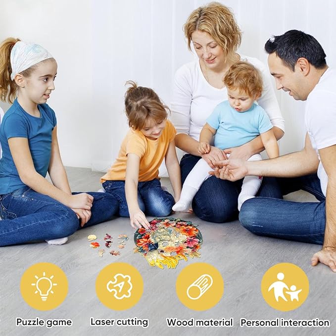 Wooden Jigsaw Puzzle, 200-500 Pieces Unique Shape Animal Puzzle, for Adults & Kids, Birthday Gift Family Game, Decorative Puzzle, Unique Gift (Cockatoo Fantacy, 200 PCS)