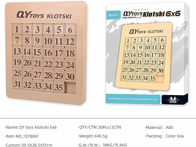 LiangCuber QY Toys 6x6 Klotski Puzzle Magnetic Sliding Number Puzzle ABS Brain Teasers Toy Tangram Jigsaw Intelligence (35-Digit Version)