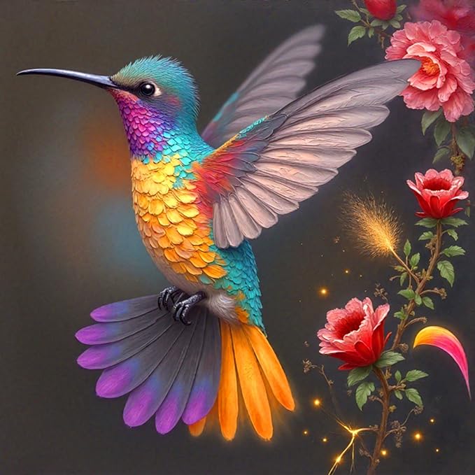 Hummingbird Puzzle 1000 Pieces for Adults - Vibrant Flower Fantasy Art Jigsaw Puzzles for Adults 1000 Pieces, Challenging Nature Puzzle for Relaxation, Wall Decor (22.8x22.8in)