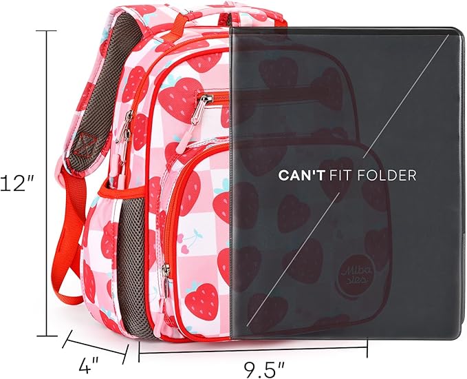 mibasies Toddler Backpack for Girls 2-4: Preschool Kindergarten Backpack - Cute Kids Backpacks for Girls - Strawberry Red