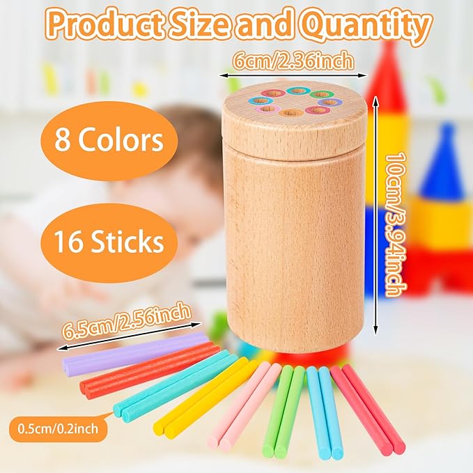Montessori Toys for 3 Years Old - Color Sorting, Wooden Toddler Learning Toys with Sensory Color Matching for Toddlers