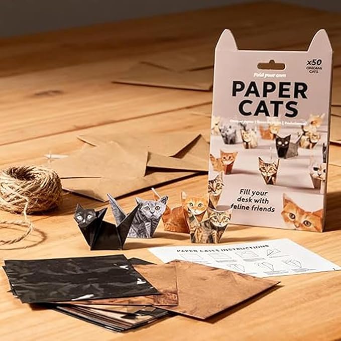 DIY Origami Paper Cats - 50 Sheets DIY Origami Paper to Fold Cute Cat Figures, Fun Craft Activity for Adults & Kids, Desk Decoration & Gift for Cat Lovers