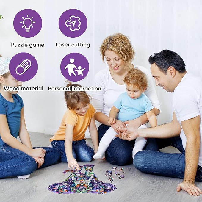 Wooden Puzzles Elephant 200 Pieces, Aim Puzzles for Adults, Zoo Animal Wooden Puzzle, Irregular Best Gift for Adults and Kids Family Game (12.4x11.4 in)