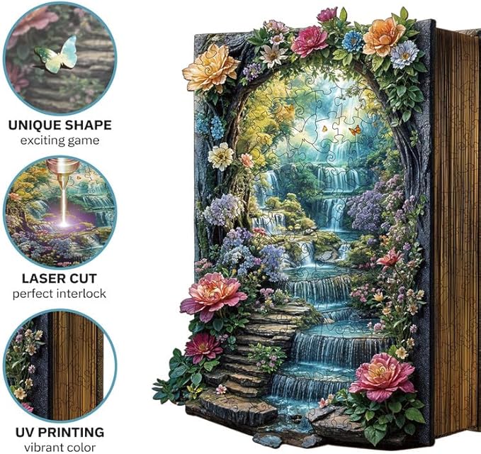 Jigfoxy Wooden Puzzles for Adults, Beautiful Scenes From a Book Wood Puzzles Adult, Unique Animal Shape Wooden Jigsaw Puzzles for Adults, Birthday Gifts for Puzzle Lovers, Family (S-6.3*8.5in-108pcs)