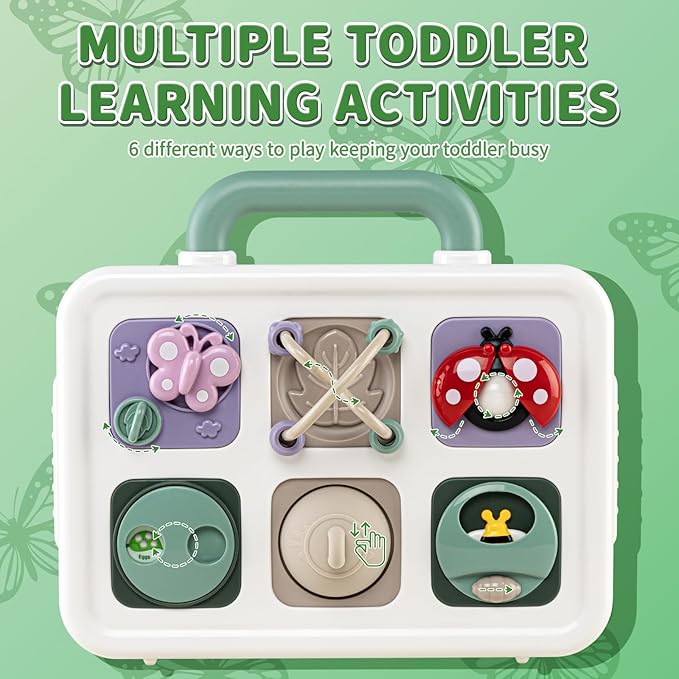 Baby Busy Board Cube, Toys for Boy Girl, Montessori Travel Toys for Toddlers, Learning Fine Motor Skills| Birthday Gifts for Infant Boys Girls