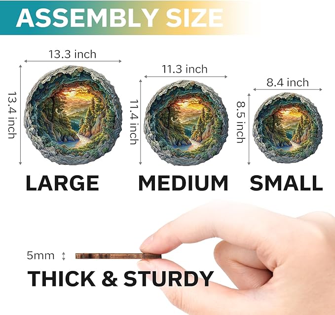 Jigfoxy Wooden Puzzle for Adults, 3D Visual Forest Wooden Jigsaw Puzzles for Adult, Unique Animal Shape Wood Cut Puzzles, Christmas Thanksgiving Gifts for Friends Family (S-8.5 * 8.4in-100pcs)