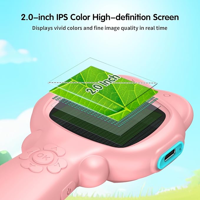 Microscope for Kids, Mini Portable Handheld Microscope with 500X Magnification, 200W Pixels, 2.0 High-Definition Screen for Birthday Christmas Educational Gifts Toys for 3 4 5 6 7 8 9 10 11 12 Kids