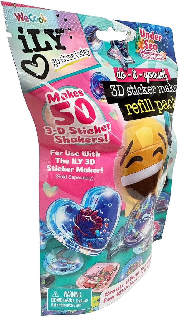 ILY 3D Sticker Maker Refill Pack – Undersea Adventure | DIY Arts & Crafts Kit for Kids Ages 6+ | Creative Toy Gift Set with 50+ Custom Refills for Boys & Girls
