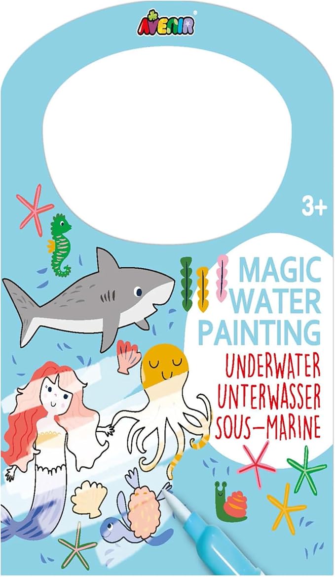 Avenir Reusable Water Coloring Book for Toddlers 1-3 & 3-5 – Mess-Free Paint-with-Water Travel Toy Airplane Activities Road Trip Quiet Book, Water-Reveal Activity Pad, 3-in-1 Creative Set
