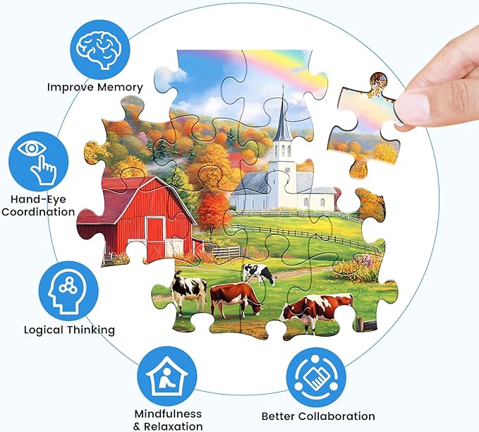 300 Piece Puzzles Jigsaw Puzzles 300 Pieces for Adults Farm Cow Puzzles for Kids Ages 8-10 Adult Puzzle Challenge Game Gift Toy for Puzzle Enthusiasts Home Decor Gift Toy 20.5x15IN