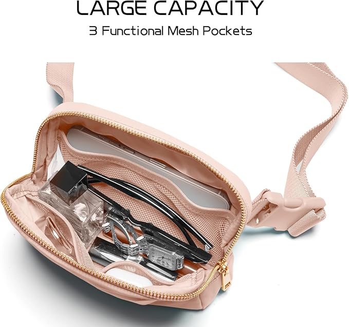 Gitus Gifts for 8 9 10 11 12 Year Old Girls Belt Bag Fanny Pack Crossbody Bags with Initial Letter Patch Cute Stuff Birthday Gifts for Teen Girls Women Personalized Trend Stuff (Coral Pink-S)