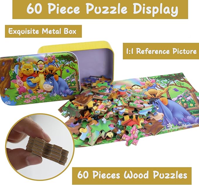 60 Piece Jigsaw Puzzles for Kids Ages 4-8 Bear Animal Party Puzzle- Family Game Reduced Pressure Toy Gift for Children (2500)