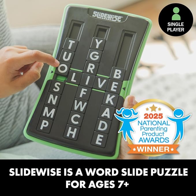 Educational Insights Slidewise™ - Word Game for Kids, Teens & Adults, Handheld Brain Teaser Challenge, Letter Slide Puzzles, Portable Travel Toys, Challenging Logic Games & Gifts for Ages 8+