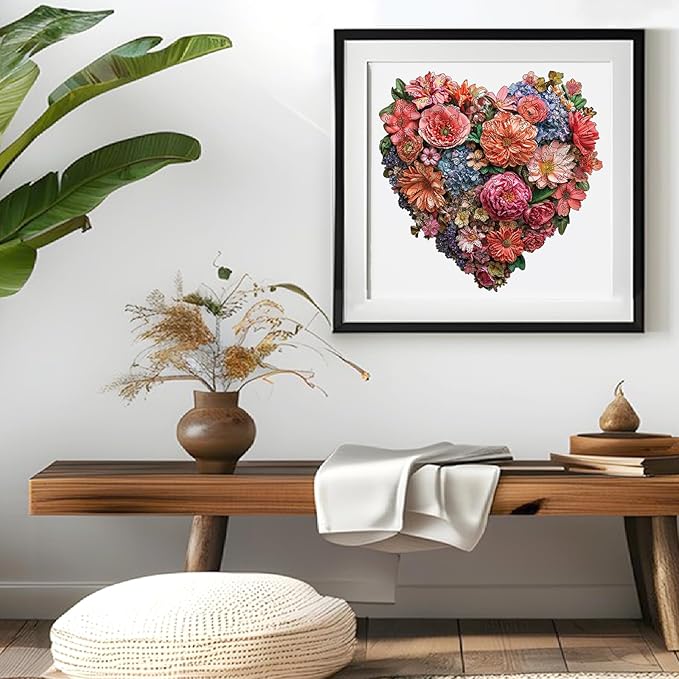 Wooden Puzzle for Adults, 200 Piece Flowers Irregular Animal Shaped Wooden Jigsaw Puzzles, Unique Puzzles for Adults, Creative Gift