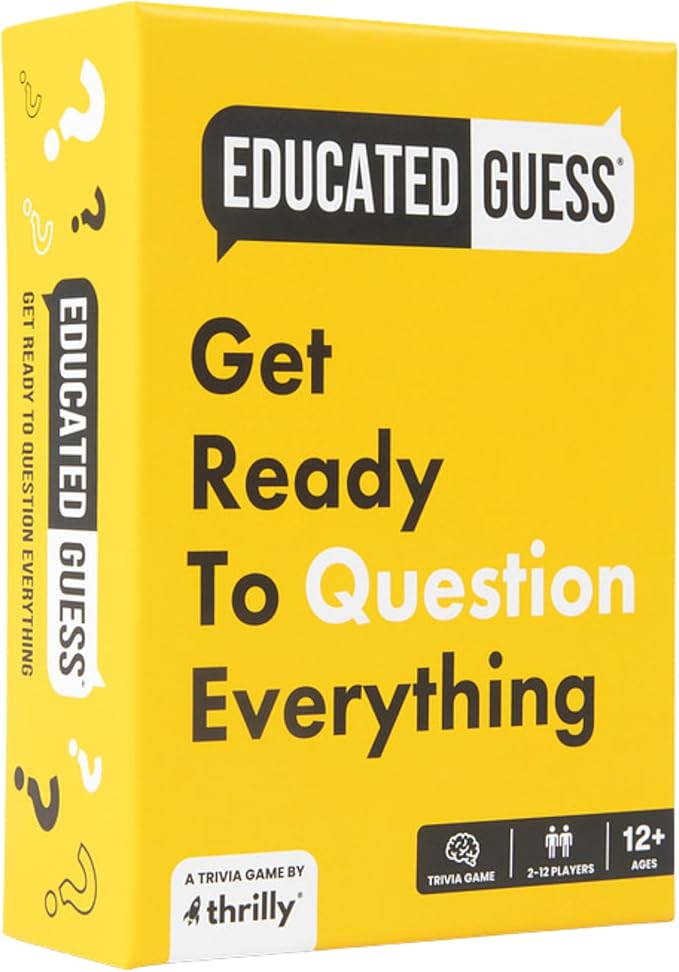 Educated Guess – Fast & Fun Yes‑or‑No Trivia Party Game for Families & Friends | 100 Clue Cards, 4 Categories, Adults & Teens (Ages 12+) | Perfect for Road Trips & Gifts