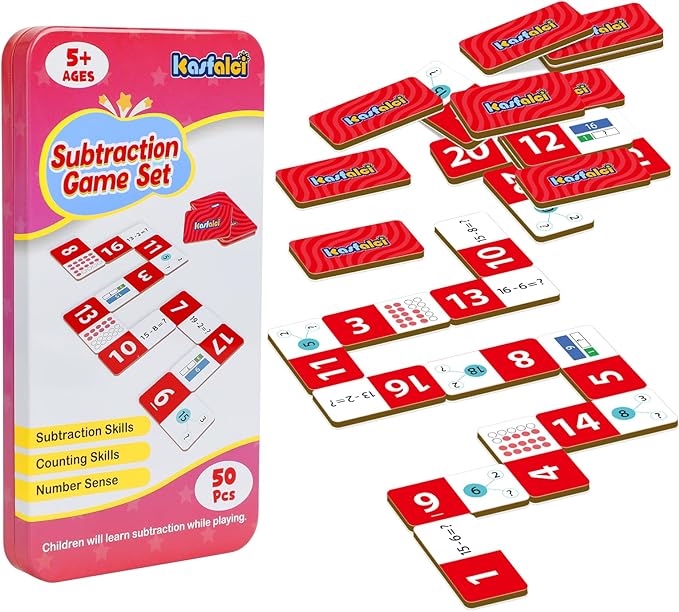 Subtraction Dominoes Set,Math Manipulatives Games for Kids,Counting Toys,Learning Games,Preschool Learning Activities,Homeschool Supplies,Kindergarten Classroom Must Haves,1st 2nd 3rd Grade