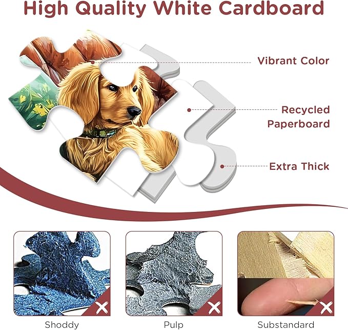 300 Pieces Jigsaw Puzzles for Adults, Golden Retriever Jigsaw Puzzles for Kids Adults Seniors, Adult Puzzles 300 Pieces, Challenging Puzzle Great Gift for Family Friends