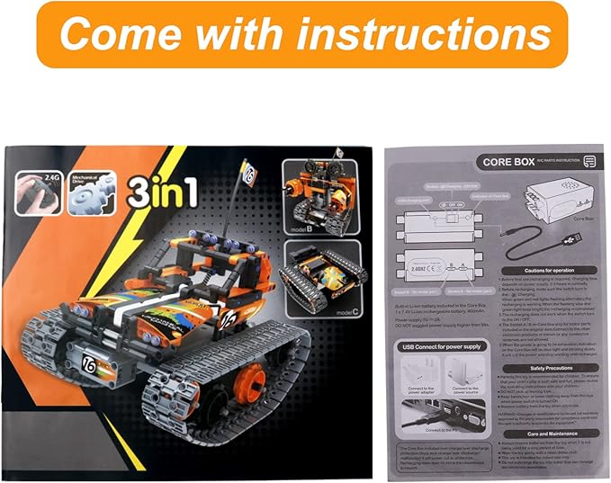BIRANCO. STEM Remote Control Building Kit 3 in 1 RC Tracked Racer/Tank/Robot Engineering Toys, Science Construction Play Set, Toy Car Christmas for Boys & Girls Age 8-12 (392pcs)