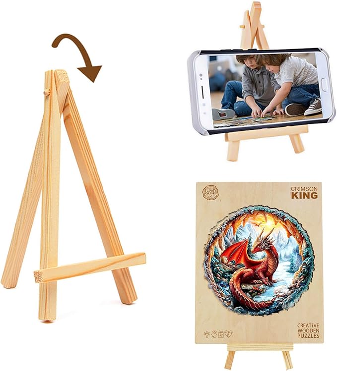 KAAYEE Wooden Puzzles for Adults, 3D Visual Effect Cave Dragon Wooden Jigsaw Puzzle Unique Shape Wood Puzzle Adult, 3D Effect Flat Puzzle Birthday Family Games (M-11.4 * 11.4 in-195pcs)