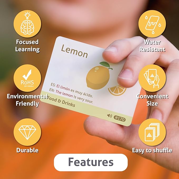 Spanish Vocabulary Educational Flashcards for Beginners