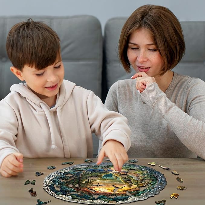 Jigfoxy Wooden Puzzle for Adults, 3D Visual Forest Wooden Jigsaw Puzzles for Adult, Unique Animal Shape Wood Cut Puzzles, Christmas Thanksgiving Gifts for Friends Family (S-8.5 * 8.4in-100pcs)