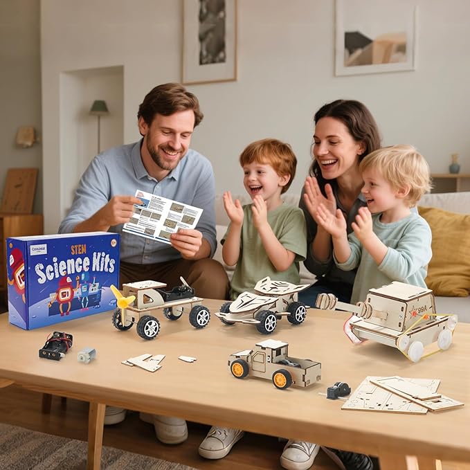 Wooden 6 in 1 STEM Toys for Kids Age 8 9 10 11 12 13 14, Science Experiments for Boys Girls, Fun Engineering Sets Activity Toys Xmas Birthday Gifts for 8 9 10 11 12 Year Old Kids Boys