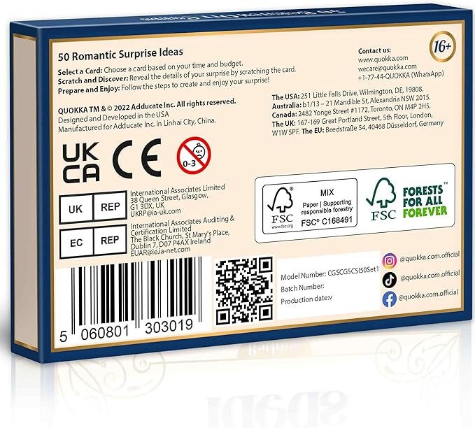 QUOKKA 50 Surprise Ideas Gifts for Couples – Romantic Scratch-Off Couple Gifts for Him and Her – Fun & Romantic Cards to Reconnect, Laugh & Explore Together – Birthday Wedding Anniversary Idea (Set 1)