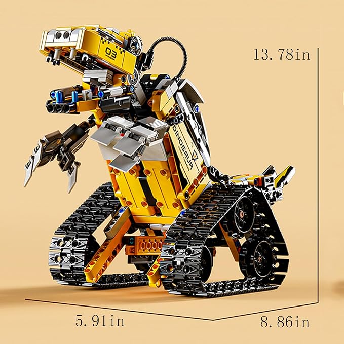 Robot Building Set with Remote Control, Tracked RC Robotics Building Toys Kit, 3 in 1 Models | Wall Robot/Mech Dinosaur/Military Tank Assembly Toy for Kids and Adults (632pcs)