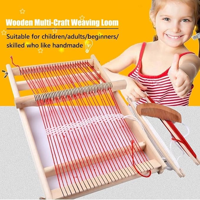 Sawvolker Wooden Multi-Craft Weaving Loom Kit,15.5" H x 9.85" W Large Weaving Frame Loom for Beginners Kids Adult Seniors Crafts,Hand-Knitting Weaving Machine with Shuttles Handcraft Weaving Loom