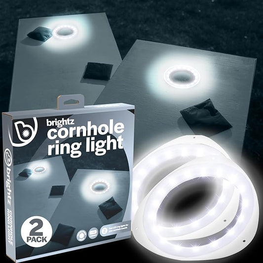 Brightz LED Cornhole Board Ring Lights, 2-Pack - 48-Hour Battery Life - Illuminate Your Game with Dazzling Glows and Ultimate Style for Non-Stop Evening Fun and Excitement (Includes Hole Lights Only)