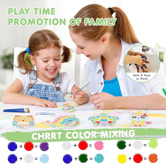 QANIY Stepping Stones Painting Kit for Kids, 5 Pack Outdoor Garden Stone Crafts, Kids Craft Paint Kits for Boys Girls Birthday Party Gift Toy Ages 3+