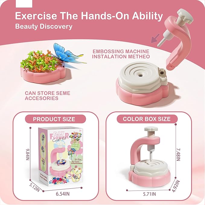 DIY Fabric Flower Bouquets Toys - Arts and Crafts for Kids 4 5 6 7 8, Arts & Crafts Flower Making Kit for Kids Girls, Educational Activity Toys for Girls Boys, 4 5 6 7 8 Year Old Girl Birthday Gifts