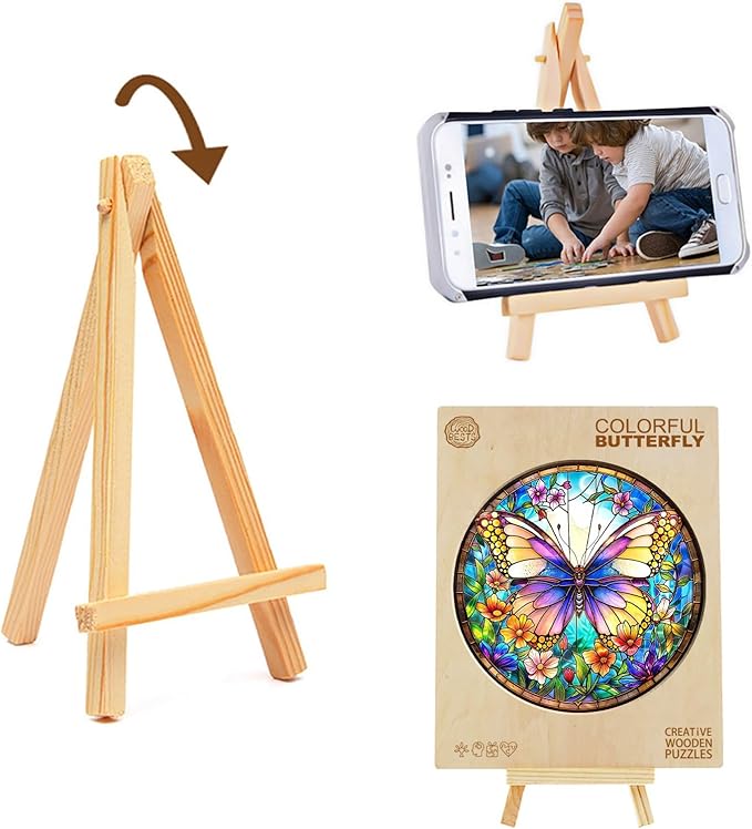 Wooden Puzzle for Adults-Colorful Butterfly Wooden Puzzle Unique Shape Advanced Wooden Jigsaw Puzzle for Adult, Wood Puzzles,Challenge Wooden Jigsaw Puzzle (S-8.5 * 8.5in-100pcs)