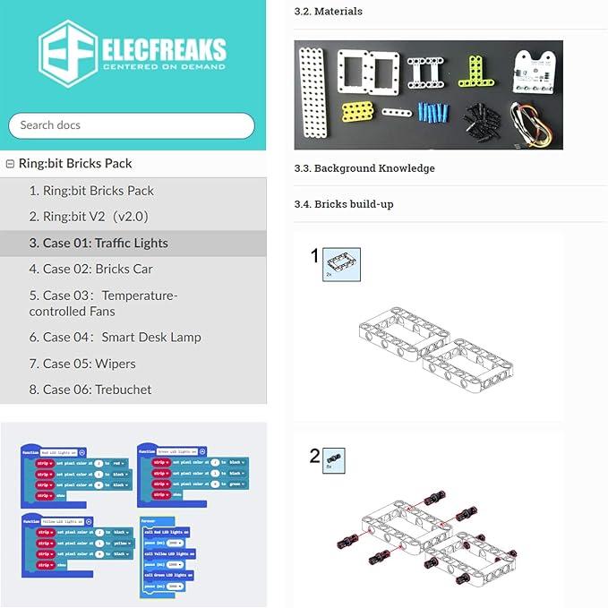 ELECFREAKS microbit Ring:bit 6-in-1 Starter Kit, Programmable Makecode Coding Learning Kit with 200+ Building Blocks(Without Micro:bit)