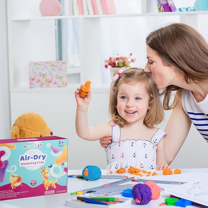 Air Dry Clay 90 Colors, Modeling Clay for Kids, DIY Model Magic, Molding Clay Kit with Sculpting Tools, Non-Sticky Soft and Super Light, Arts and Crafts Gift for Boys Girls Kids