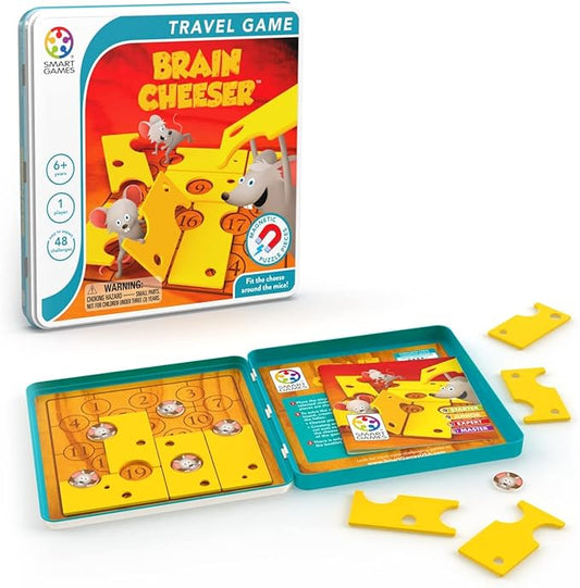 SmartGames Brain Cheeser Magnetic Travel Game with 48 Challenges for Ages 5+ with Metal Travel Box