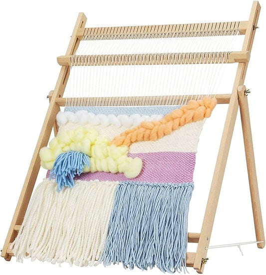Sawvolker Weaving Loom with Stand 25.2" HX19.3 W,Wooden Multi-Craft Weaving Loom Arts & Crafts, Extra-Large Weaving Frame Loom,Develops Creativity Frame Loom Kit for Beginner,Adult,Kids,Loom Large