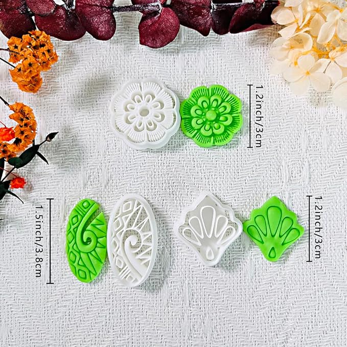 Polymer Clay Cutters Set – 3PCS Decorative Clay Cutters for Polymer Clay Jewelry, Carved Pattern Clay Earring Cutters Shapes, DIY Clay Tools for Earrings and Crafts