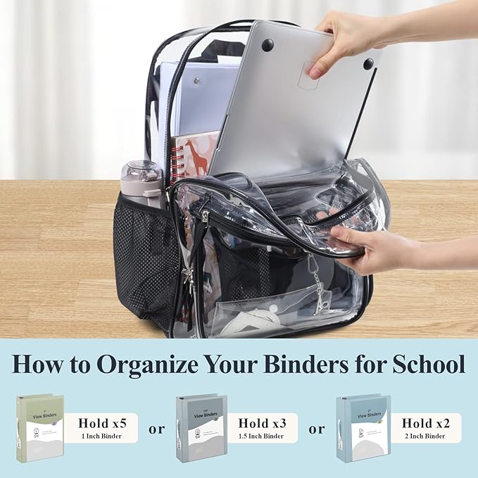 PACKISM Clear Backpack for School - 17 inch Large Heavy Duty Clear Bookbag, See Through PVC Backpacks (for age 12 above)