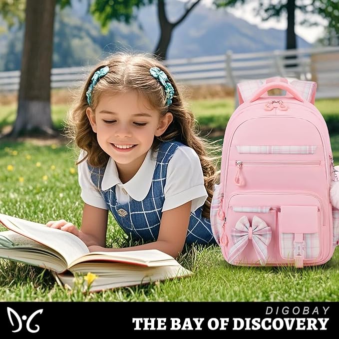 Backpack for Girls, 3PCS Girls Backpack for School with Lunch Bag Pencil Case, Cute Kids Teens Bookbag for Kindergarten Elementary Preschool Middle School