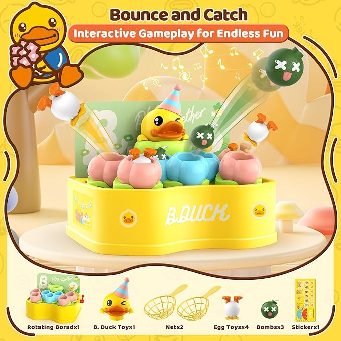 B.Duck Games Bounce and Catch Toys for Kids 3-5, Toddler Board Games,Christmas Birthday Gifts for Kids 4-6,Duck Toddler Games for 5-7 Boys and Girls