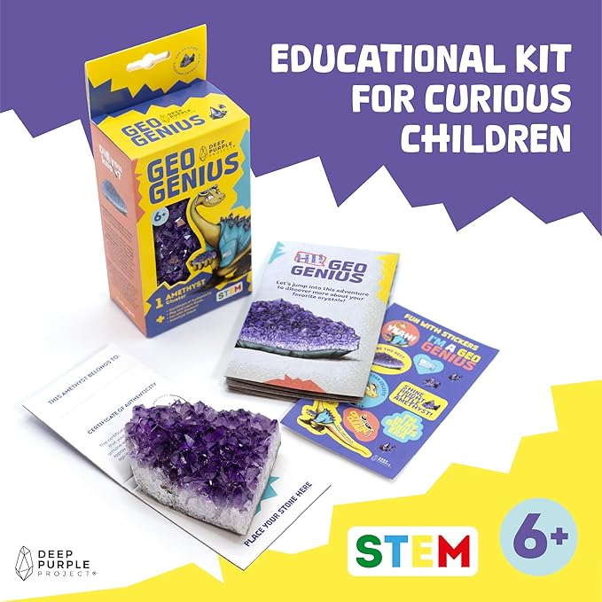 Geo Genius – Natural Uruguayan Amethyst Layer Kit for Kids (Ages 6+) – Educational Crystal & Geology STEM Set, Premium Quality