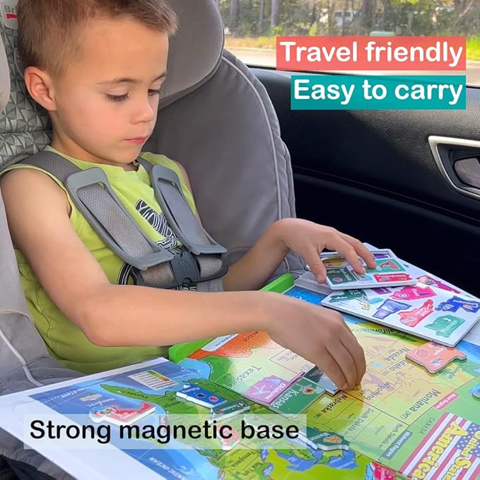 Butterfly EduFields United States Puzzle Toys for Boys 6 8 10, Magnetic Puzzle Book Gifts for 6 Year Old Boys, Puzzles for Kids Ages 6-8, Toys for Girls 6-8, Geography Games, Educational Kit for Kids