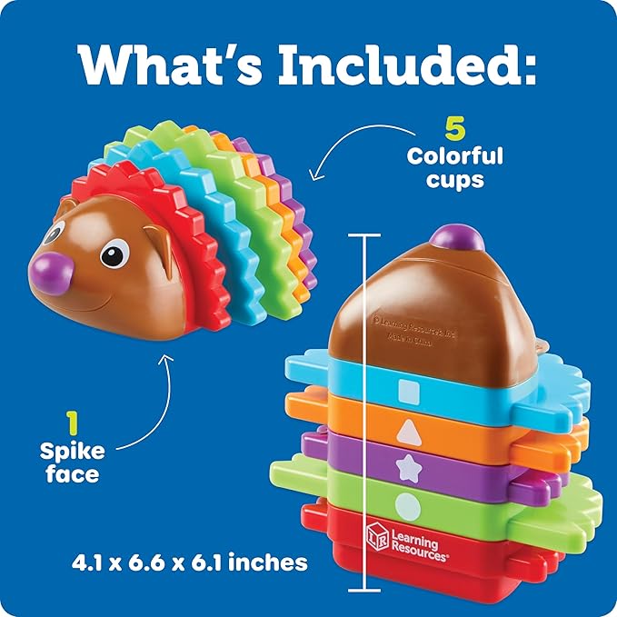 Learning Resources Spike the Fine Motor Hedgehog Rainbow Stackers - 6 Pieces, Ages 18+ months Stacking & Counting Toy for Toddlers, Montessori Toys