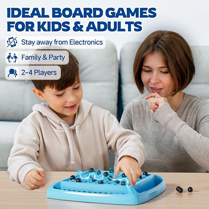 Magnet Game, Magnetic Games Chess, Board Games for Kids 6-8-12, Magnet Chess Kid Games, Family Board Games for Kid and Adults, Magnetic Game with 40 Pieces, Fun Birthday Gifts for Kids (Blue)